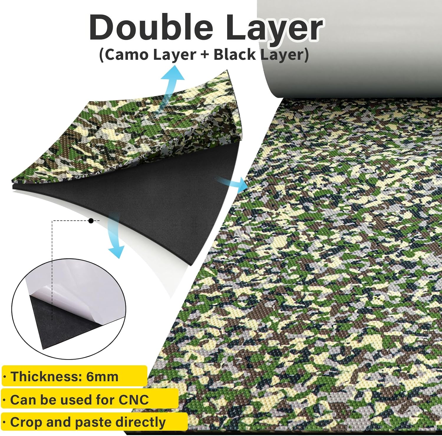 Boat Flooring Eva Foam Boat Decking Camo Marine Flooring For Boat Foam Decking Sheet 94x45/35/23 Self-adhesive Waterproof Non-slip Boat Flooring Deck for Jon Fishing Rubber Boat Pontoon By PAIDU