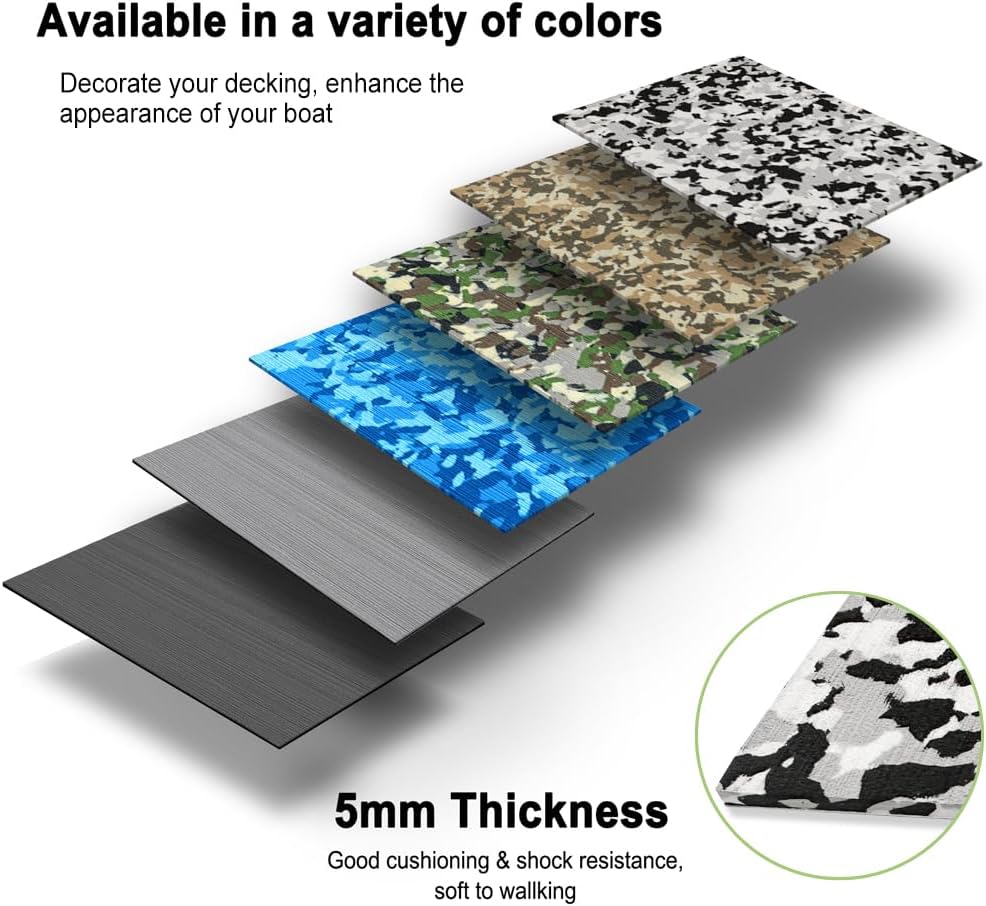 ボートフローリングEVAフォームボートデッキシート自己粘着マリンフローリングブラッシュカモフラージュマリンカーペットボート用ヨットカヤックデッキクッションクーラーシートヘルムパッド水泳RVゴルフカートノンスリップパッドby PAIDU