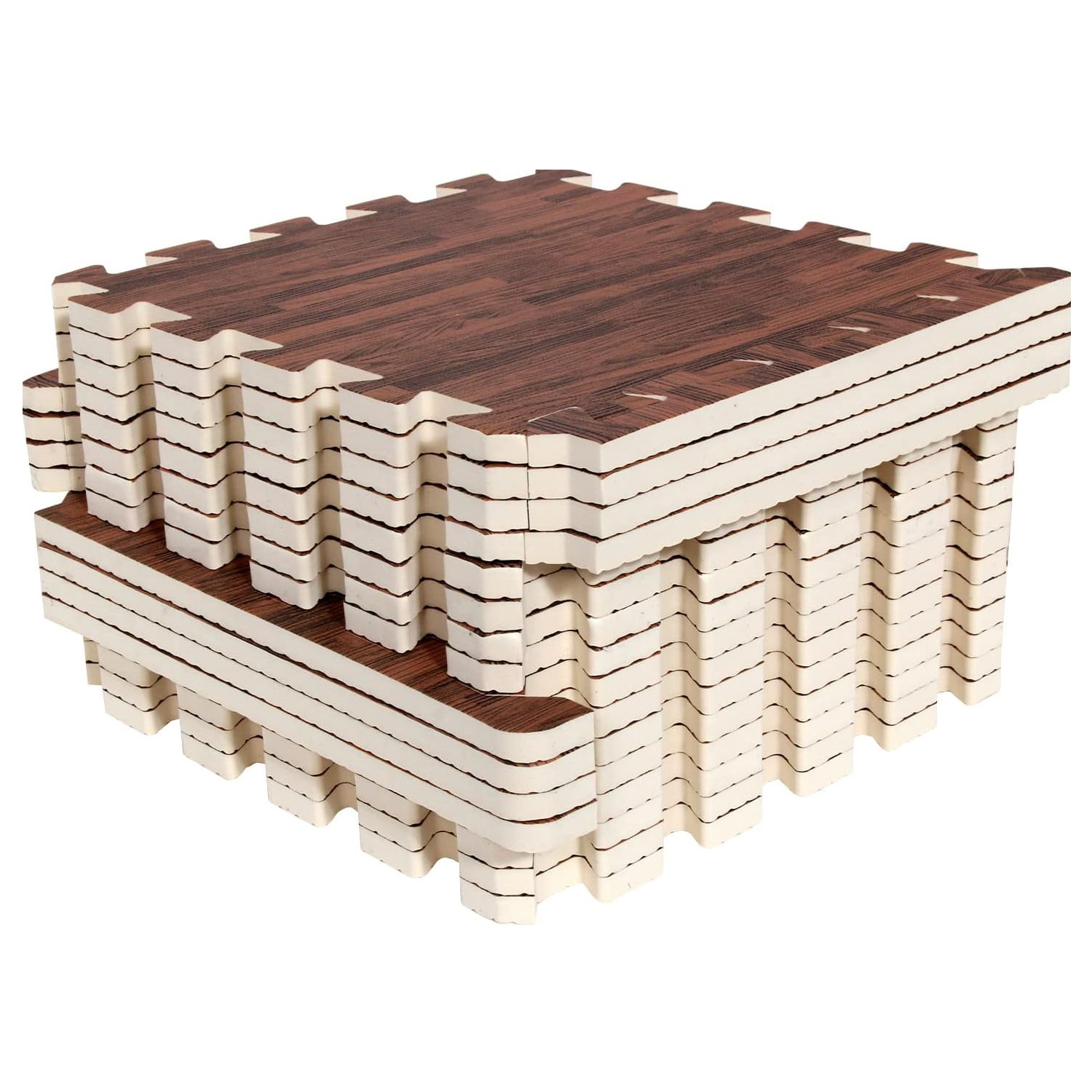 PAIDU 16枚 連動プリント木目EVAフォームマット 保護床タイル エクササイズプレイマット 子供部屋 パーラー 寝室 ホーム 11.8インチ x 11.8インチ 木目ブラウン