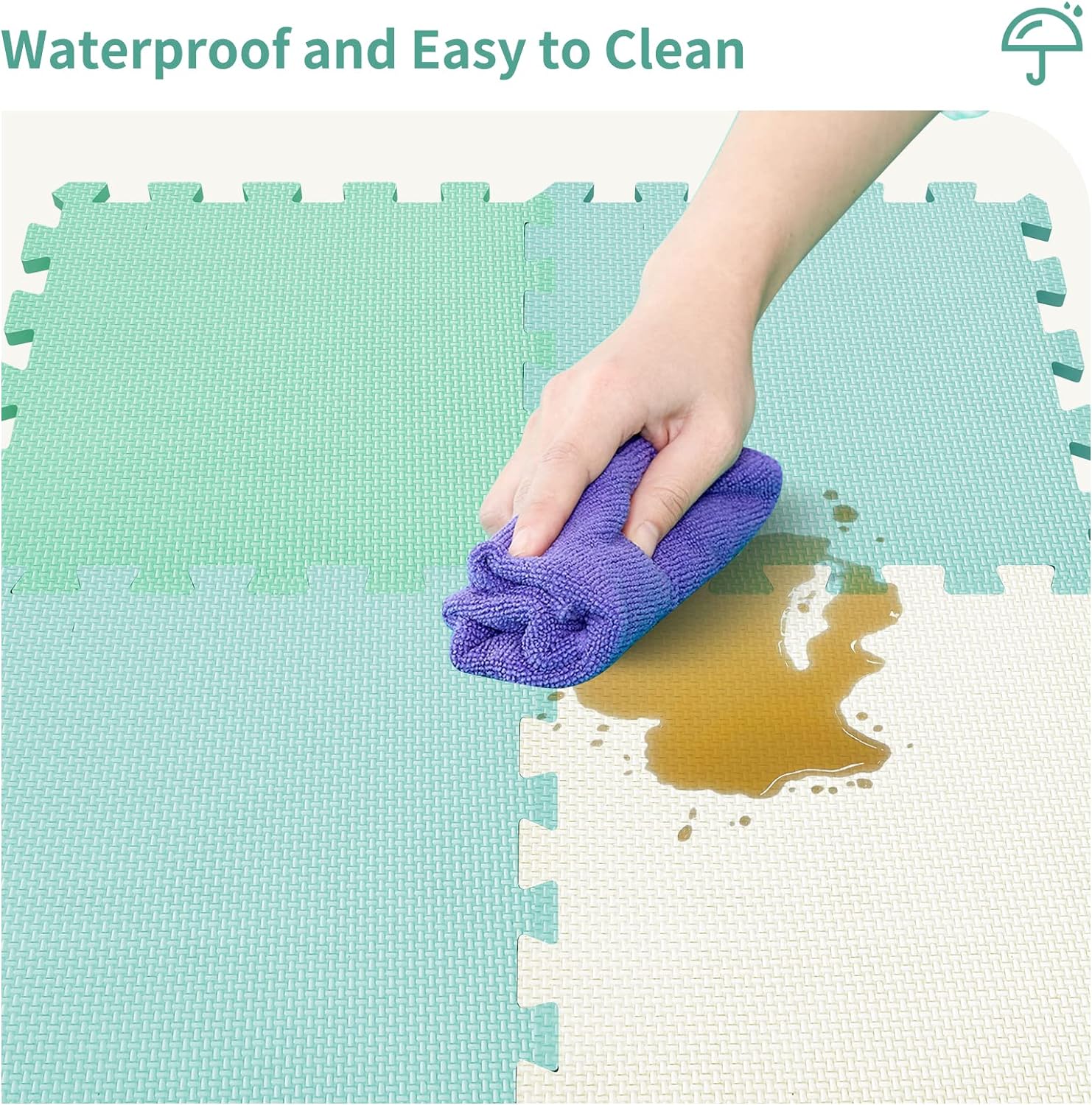 Interlocking Floor Mats Soft Puzzle Play Mats Thick Eva Foam Play Tiles Anti-fatigue Flooring Carpet 17 Square Feet Gym Mat Rug For Home Exercise Yoga Workout Blue White Green 18 Tiles By PAIDU